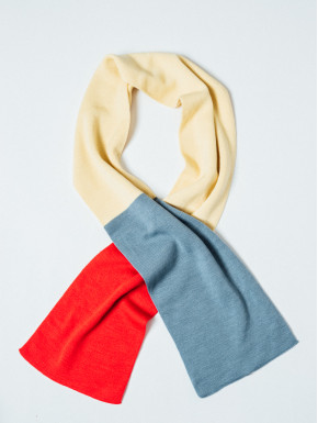 blue, yellow, red scarf