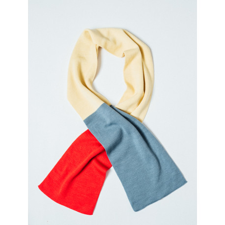 blue, yellow, red scarf